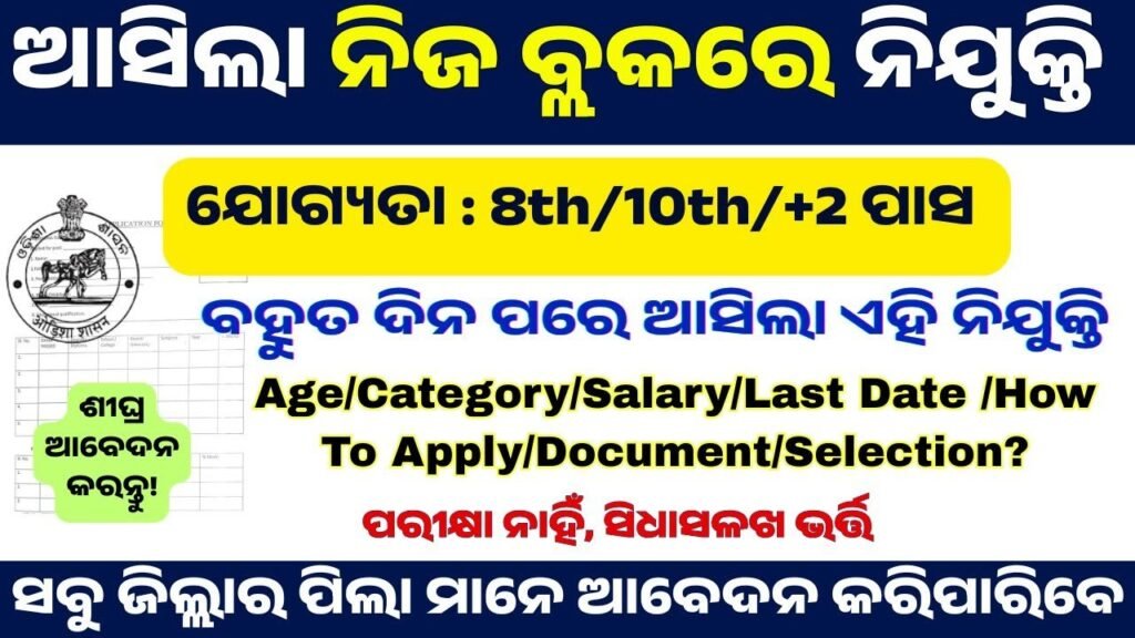 Odisha District Wise School Job 2026 Apply ,Notification,Job Details,Job Overview