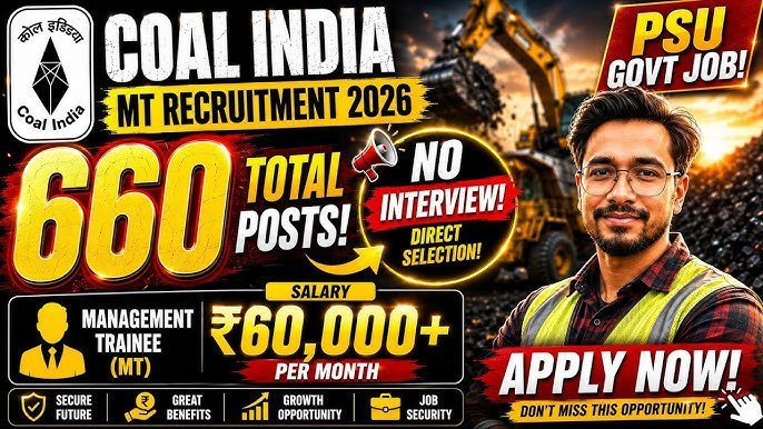 Coal India Limited Recruitment 2026 Notification Out For 500+ Post in Odisha